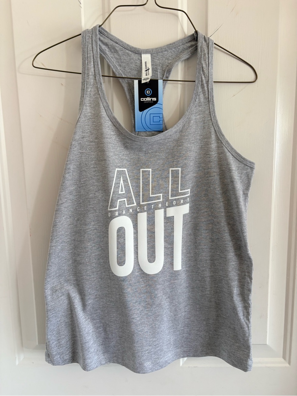 Orange Theory Bella Canvas Light Gray 'ALL OUT' Racerback Tank